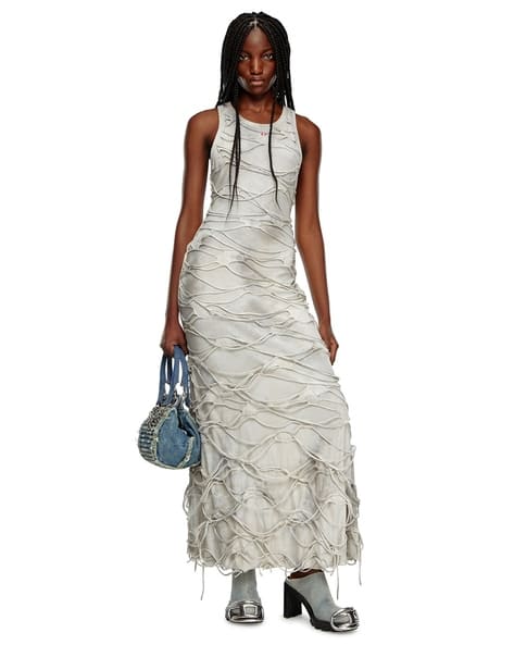 slim fit dress slacks Diesel Girls Knitted Dress in Silver main image 1