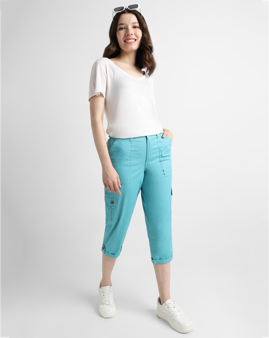 Buy Blue Trousers Pants for Women by Lee Online - Main Image