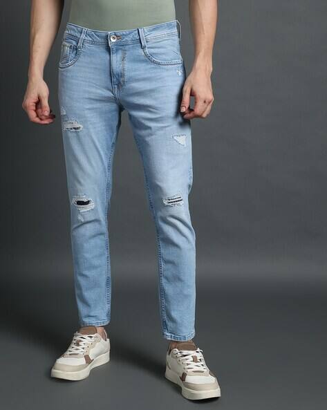 SPYKAR Men Lightly Washed Distressed Slim Fit Jeans