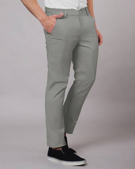EYEBOGLER Men Relaxed Fit Flat-Front Chinos