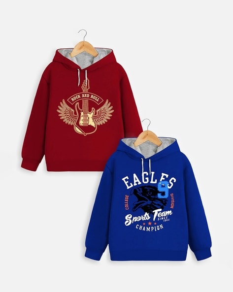 Champion red and fashion blue sweatshirt