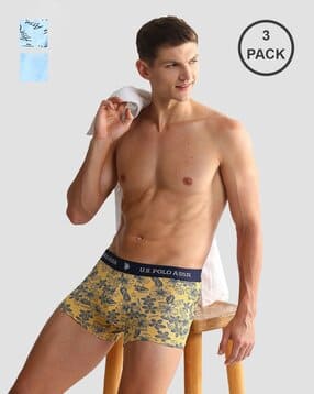 u.s. polo assn. Men Pack of 3 Printed Trunks with Elasticated Waistband-picture-45