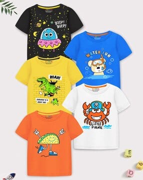 trampoline Boys Pack of 5 Printed Regular Fit Round-Neck T-Shirts-picture-18