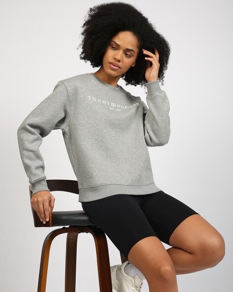 Grey tommy hilfiger sweatshirt womens best sale