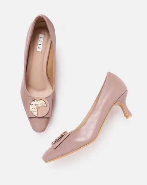 Elle Heeled Round-Toe Slip-On Pumps