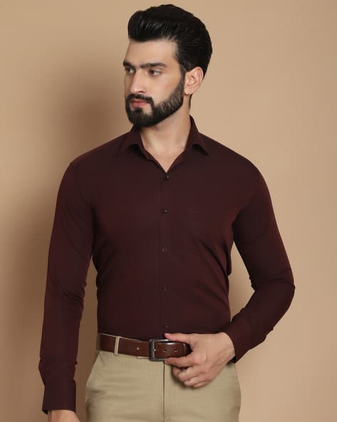 Men Regular Fit Shirt with Patch Pocket