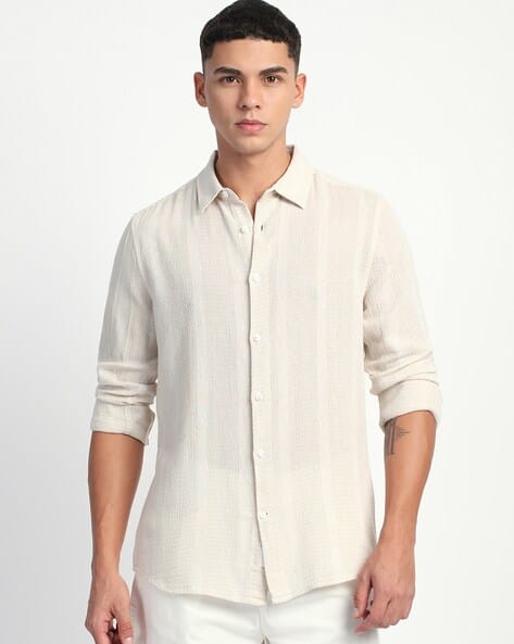 Product image of THE BEAR HOUSE Men Slim Fit Spread Collar Shirt