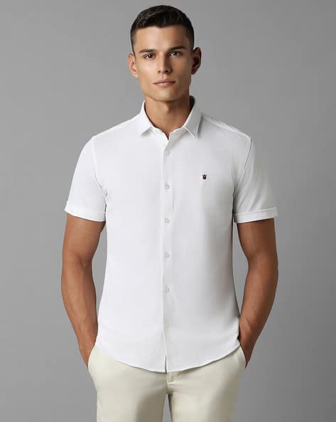 Collar Shirt Super Slim Poplin Shirt Louis Philippe Men Super Slim Fit  Printed Formal Shirt