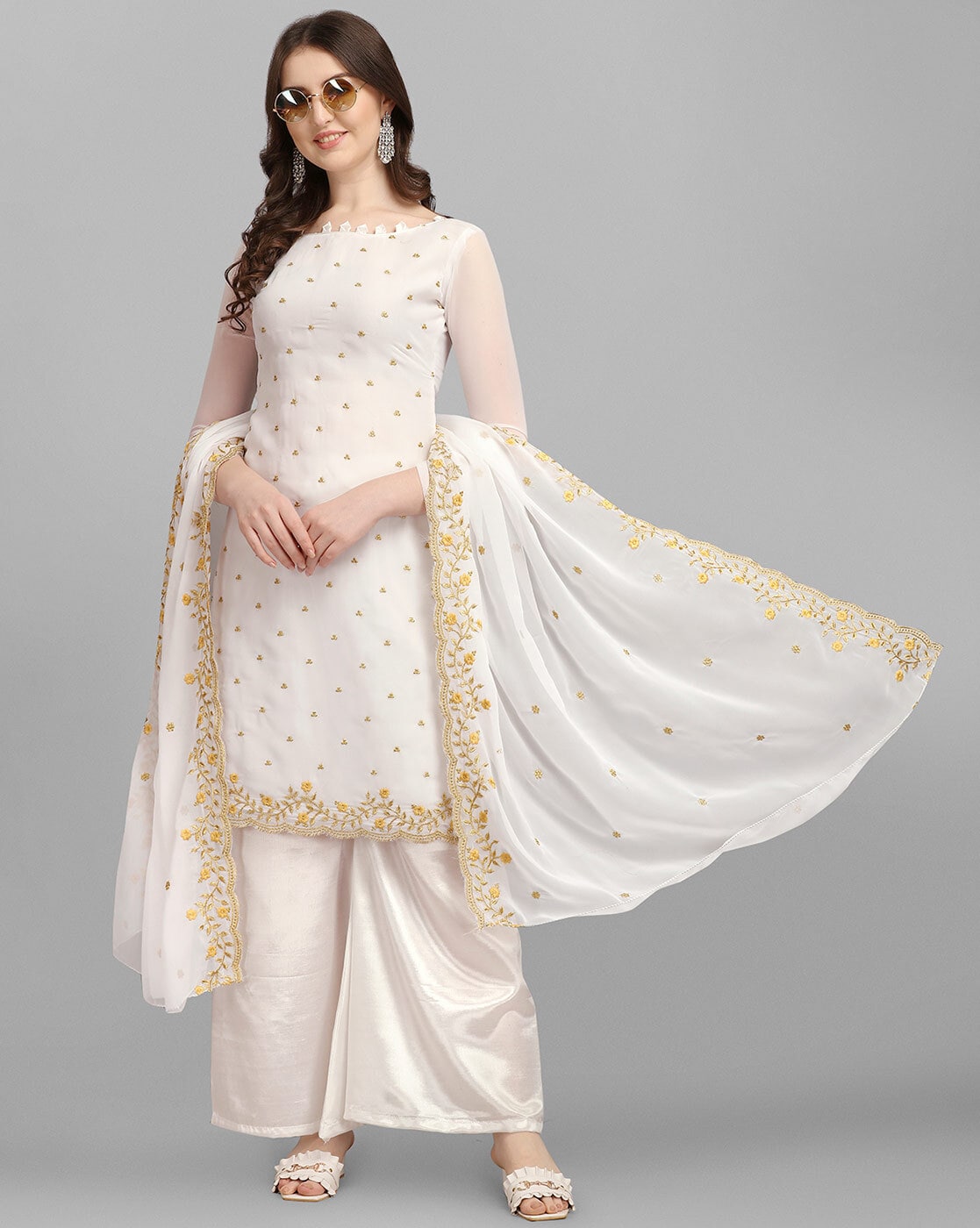 Buy White Dress Material for Women by Ethnic Junction Online Ajio