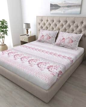 mafatlal 186 TC Floral Print King-Size Bedsheet with Pillow Covers-picture-11