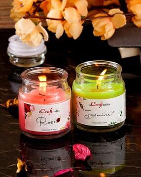 ecraftindia Set of 2 Jasmine & Rose Scented Jar Candle-picture-36