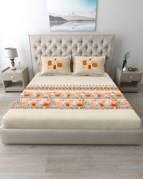 mafatlal 186 TC Geometric Print King-Size Bedsheet with Pillow Covers-picture-10