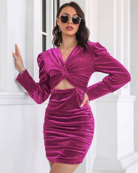 rose satin cut out side bodycon dress Pink Women Bodycon Dress With Cut-Out two-pieces dusty blue mother of Option:10/BX | Size : 2 x 2 - HB2214BX How to Style Create