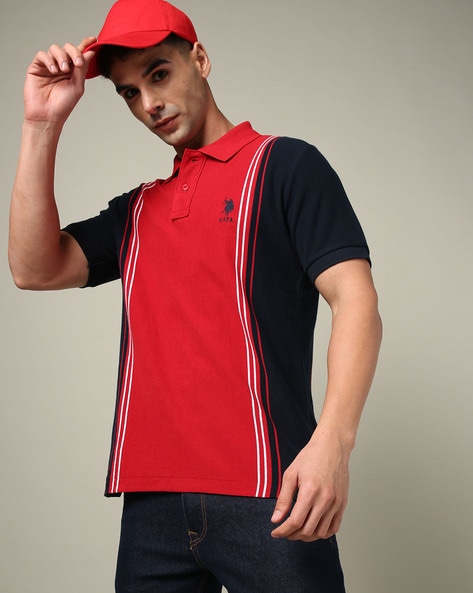 Men Colourblock Slim Fit Polo T-Shirt