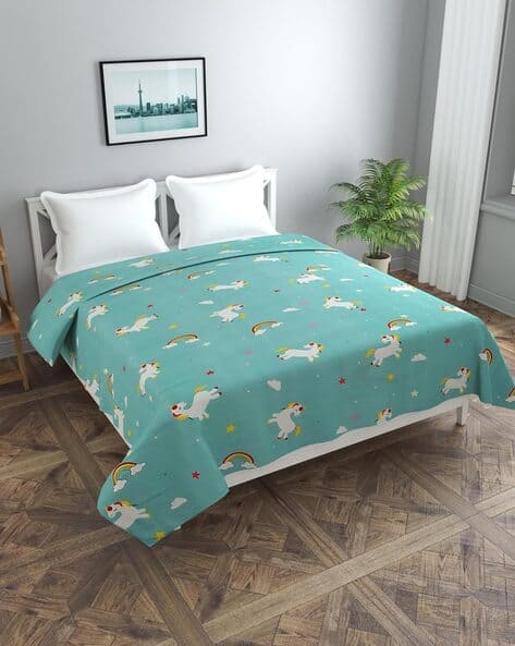 Unicorn Print Cotton Double Duvet Cover