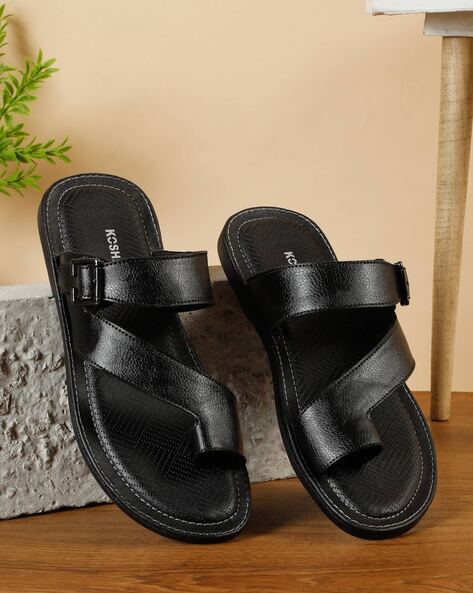 Kosher Men Toe-Ring Flip-Flops with Buckle-Closure