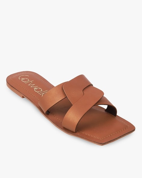 Women Brand Print Slip-On Flat Sandals