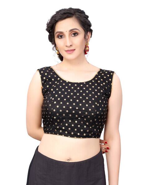 Polka-Dot Pattern Back-Open Blouse