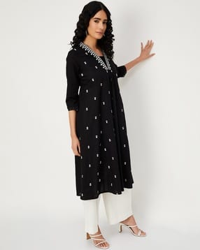 max Embroidered V-Neck A-Line Kurta-picture-13