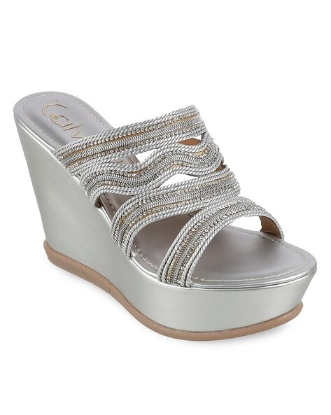 Catwalk Women Embellished Open-Toe Wedges