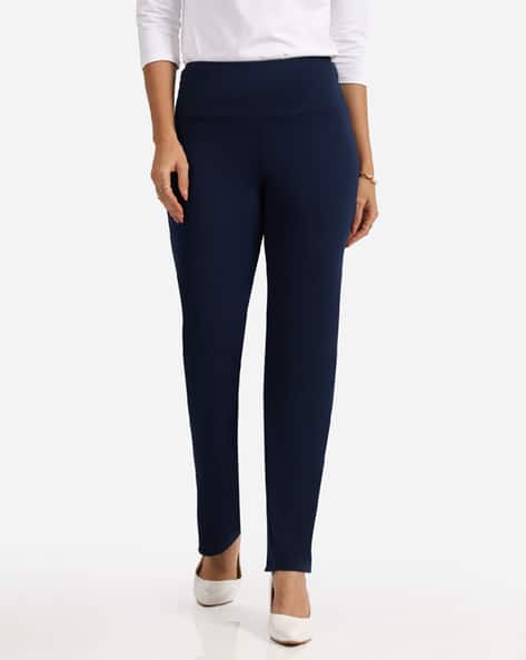 Women Tapered Fit Flat-Front Pants