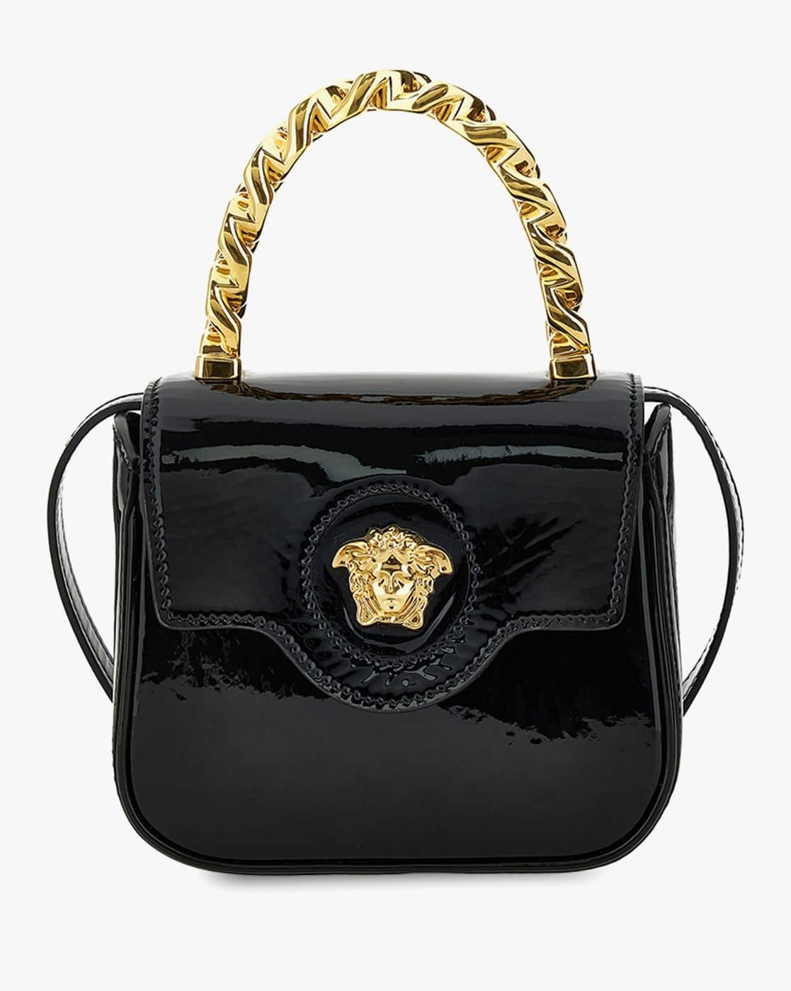 Buy VERSACE La Medusa Patent Mini Bag Black Color Women AJIO LUXE