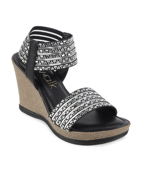 Catwalk Women Embellished Ankle-Strap Wedges