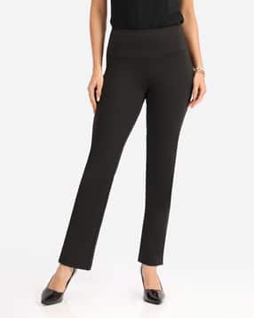 blissclub Women Tapered Fit Flat-Front Pants with Side Slits-picture-14