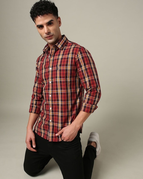 Men Checked Tailored Fit Shirt