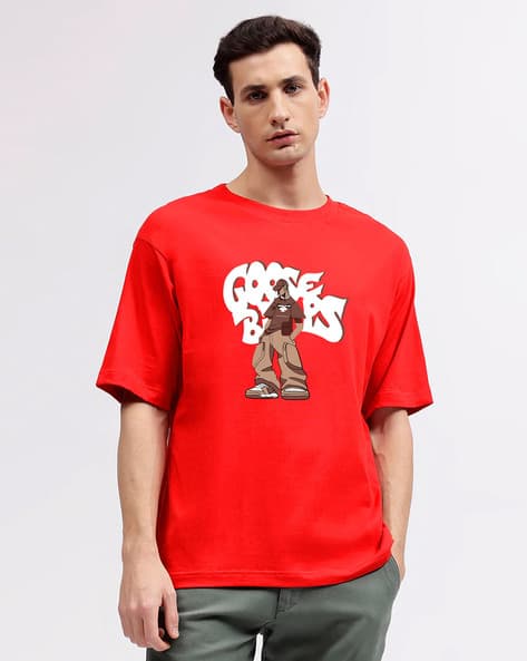 Buy MISCHIEF MONKEY Men Oversized Fit Round-Neck T-Shirt Online