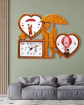 attractionz Analogue Wall Clock with Couple & Heart Applique-picture-1