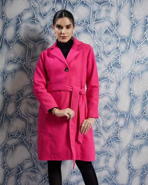 Women Regular Fit Coat with Waist Tie-Up