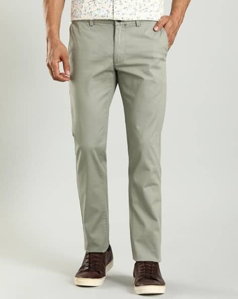 Men Patterned Slim Fit Flat-Front Trousers