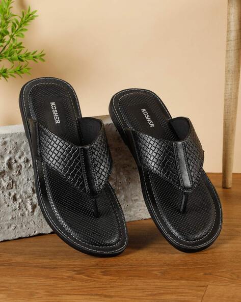 Kosher Men Croc-Embossed Thong-Strap Flip-Flops