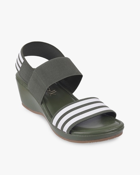 Catwalk Women Striped Slingback Wedges