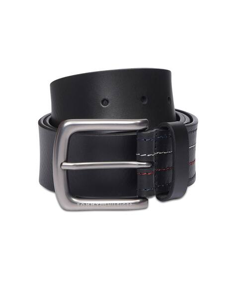 TOMMY HILFIGER Leather Wide Belt with Tang-Buckle Closure
