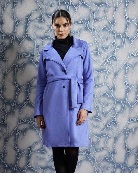 Wool Coat Light Blue Duster Jacket XFLWAM Trench Coats For Women