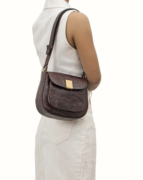 HIDESIGN Gatwick-02 Embossed Ostrich Leather Crossbody Bag