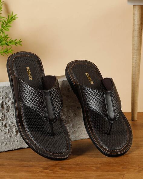 Kosher Men Croc-Embossed Thong-Strap Flip-Flops