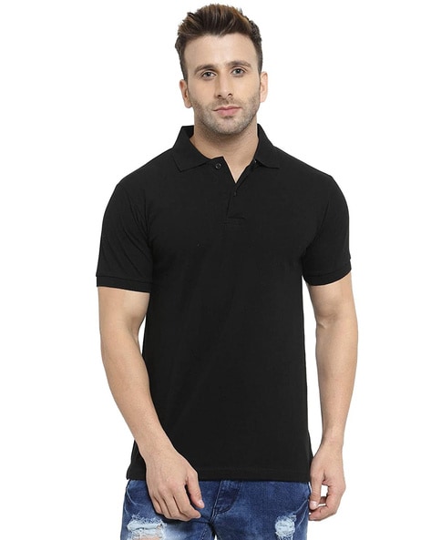 Mens black short sleeve polo shirts best sale