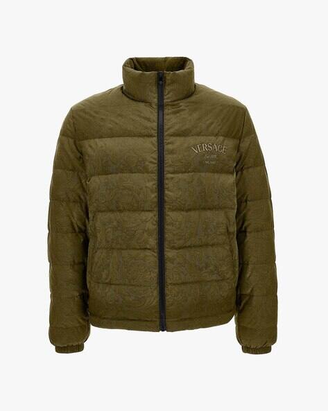 zipper puffer jacket versace