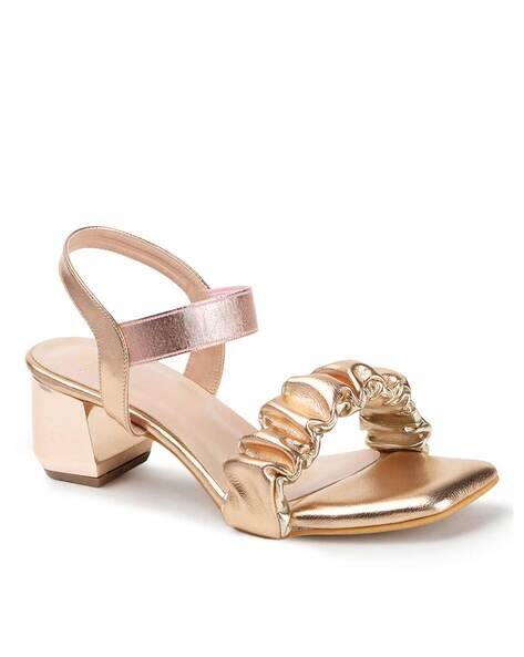 Women Scrunchie-Strap Chunky-Heeled Sandals