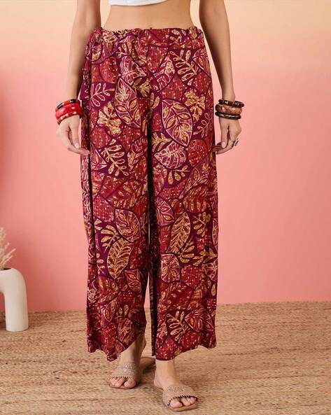 Women Leaf Print Palazzos Price in India