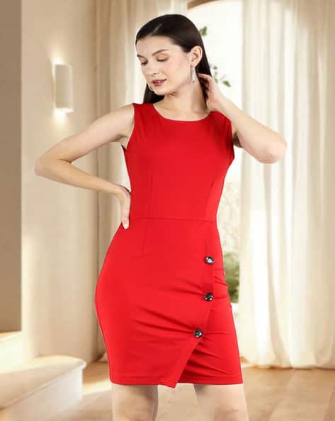 Buy Artyska Women Button-Front Hem Bodycon Dress Online | Ajio.com Buy Artyska Women Button-Front Hem Bodycon Dress Online | Ajio.com