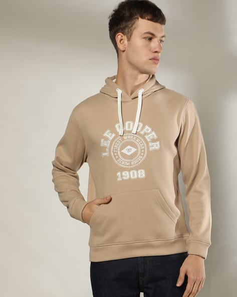 Beige Hoodie Hoody Tops Mens Cotton Hooded Top Light Beige Men H&M GB