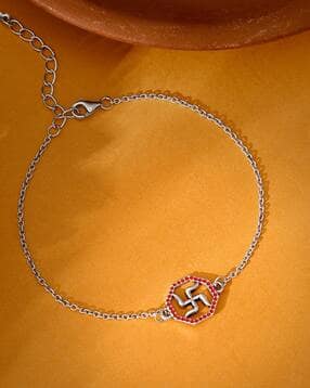 giva Men Sterling Silver Vintage Swastik Chain Rakhi-picture-28