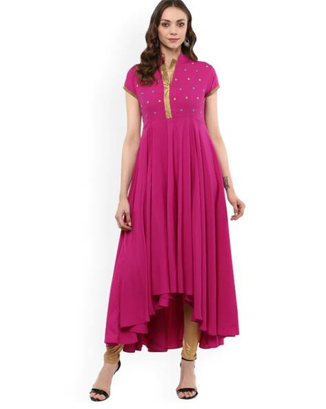 Buy MBE Embroidered Anarkali Kurta wi... Online | Ajio.com