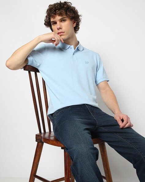 Men Brand Print Slim Fit Polo T-Shirt