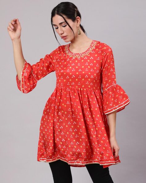 Aks Printed Round-Neck Tunic