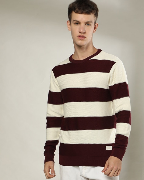 Buy Maroon Off White Sweaters Cardigans for Men by LEE COOPER Online Ajio